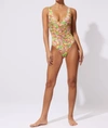 SOLID & STRIPED THE LUCIA PRINTED SHEENLUXE BATHING SUIT IN FLORAL PRINT (YELLOW GROUND)