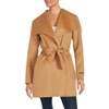 T TAHARI DOUBLE FACE WOOL BELTED WRAP COAT IN CAMEL