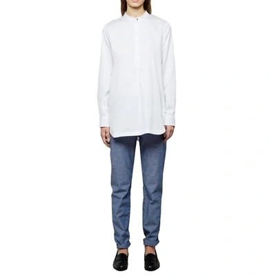 Proenza Schouler Mandarin Long Sleeve Collar Tunic In White