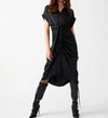 Steve Madden Tori Tie Waist Midi Shirtdress In Black