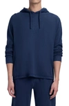 Bugatchi Stripe Trim Cotton Hoodie In Navy