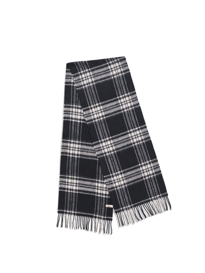 Faherty Bone Plaid Scarf In Charcoal