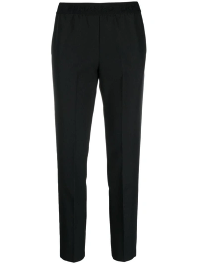 Ermanno Firenze Logo-waistband Slim-cut Trousers In Black