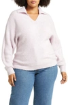 Vero Moda Curve Filene Long Sleeve Polo Sweater In Lavender Fog Melange