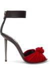 TOM FORD KNOTTED VELVET AND LEATHER SANDALS
