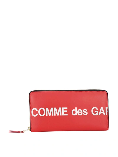 Comme Des Garçons Wallet Zip Around Logo Wallet In Red