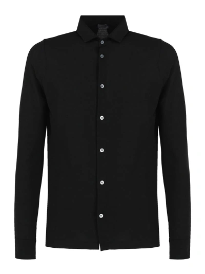Zanone Wool Shirt In Black