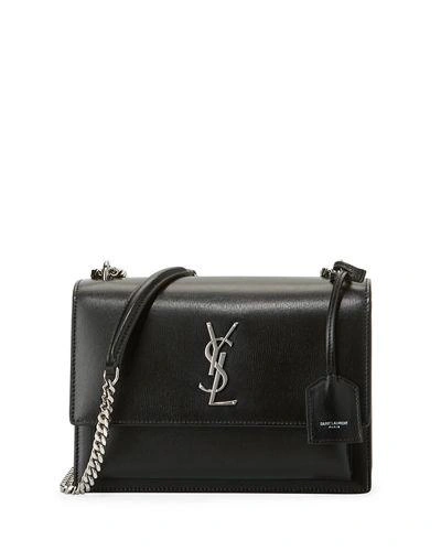 Saint Laurent Sunset Medium Monogram Ysl Crossbody Bag In Black