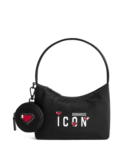 Dsquared2 Icon-print Heart-motif Tote Bag In Black