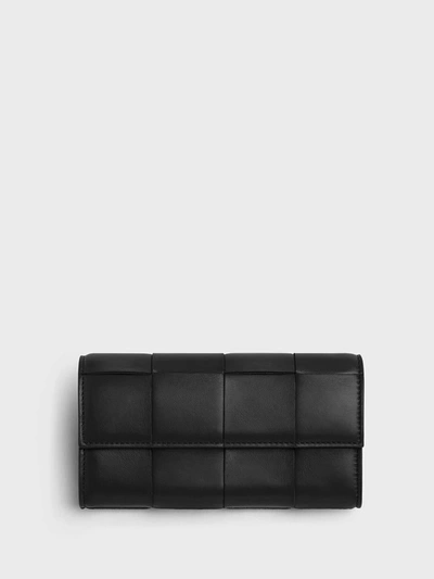 Bottega Veneta Large Cassette Wallet With Flap Accessories In Black