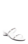 Balenciaga Logo-print Leather Sandals In White/ Black