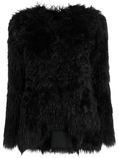 Comme Des Garçons Faux Fur Long Sleeves Top In Black