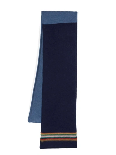 Paul Smith Striped Rectangle-shape Scarf In Blue