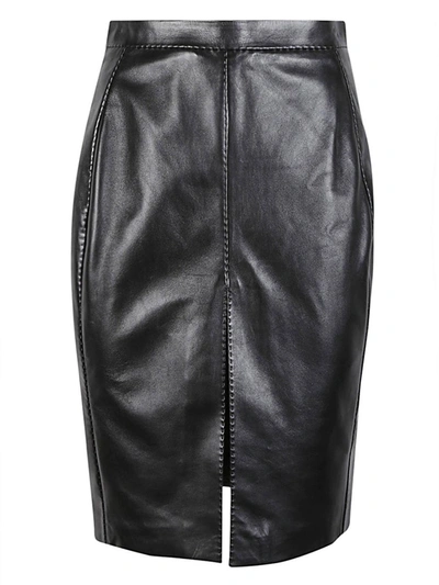Saint Laurent Slim Fit Midi Skirt In Black
