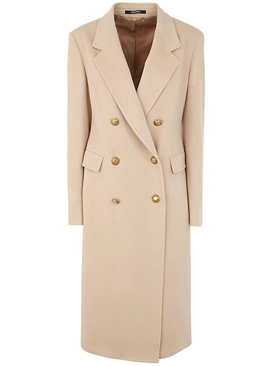 Tagliatore Double-breasted Notched-lapels Coat In Brown