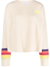 Giada Benincasa Multicolor Striped Sleeve Crewneck Sweater In Cream