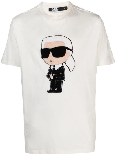 Karl Lagerfeld Ikonik Karl-print Cotton T-shirt In White