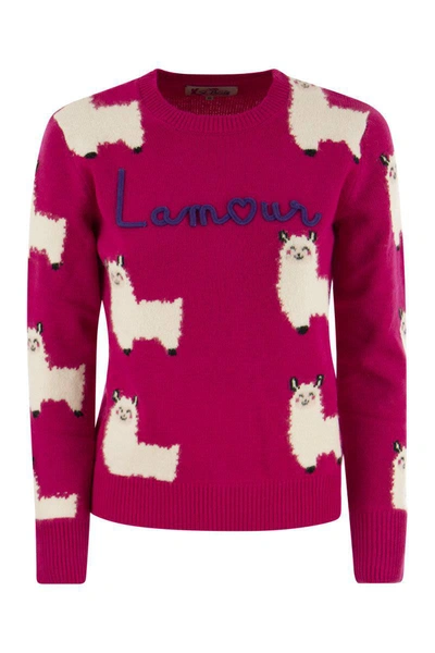 Mc2 Saint Barth Wool-blend Jumper With Embroidery In Fuxia