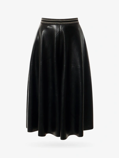 Mes Demoiselles Buzzer Faux-leather Pleated Midi Skirt In Black