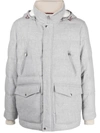 Brunello Cucinelli Down Jacket With Hood In Grey
