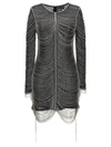 Retroféte Jacqueline Embellished Long Sleeve Minidress In Black