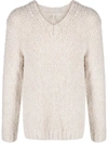 Sunflower Brushed-effect V-neck Jumper In White