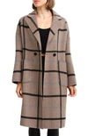 Belle & Bloom Publisher Double-breasted Wool Blend Coat In Oat Plaid