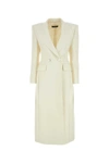 Dolce & Gabbana Wool Cady Double Breast Long Coat In White
