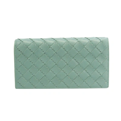 Bottega Veneta Intrecciato Turquoise Leather Wallet  ()