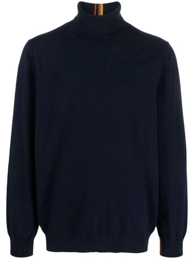 Paul Smith Artist Stripe Cashmere Jumper In Very Dark Navy