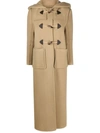 Prada Hooded Wool Coat In Cammello