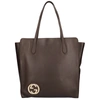 GUCCI GUCCI CABAS BROWN LEATHER TOTE BAG (PRE-OWNED)