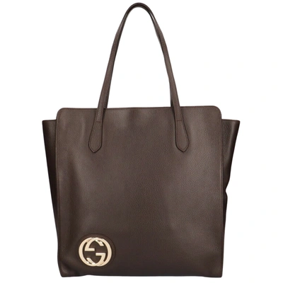 Gucci Cabas Brown Leather Tote Bag ()