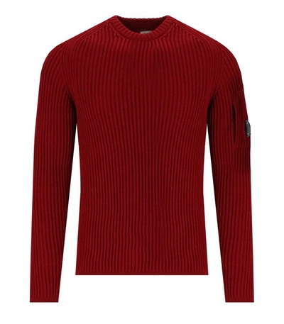 Cp Company X Clarks C.p. Company X Clarks  Ketchup Ribbed Rewneck Jumper In Red