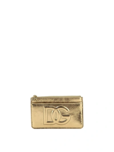 Dolce & Gabbana Medium Dg Logo Card Holder In Gold