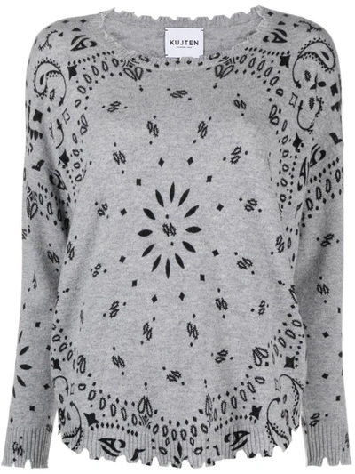 Kujten Intarsia-knit Cashmere Jumper In Grey