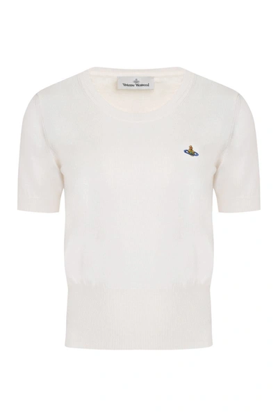 Vivienne Westwood Bea Logo Knitted T-shirt In Panna