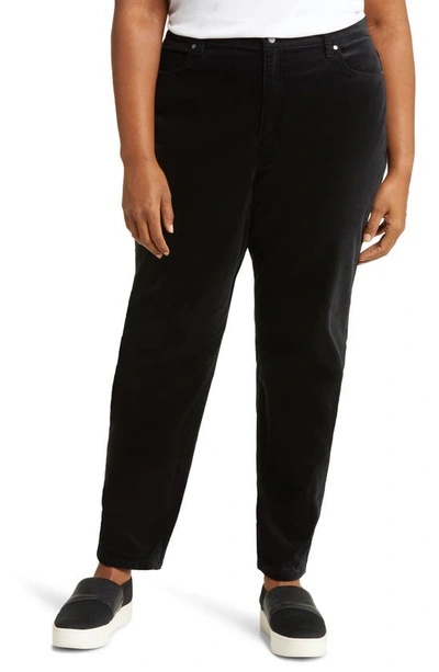 Eileen Fisher High-rise Skinny Velveteen Jeans In Black