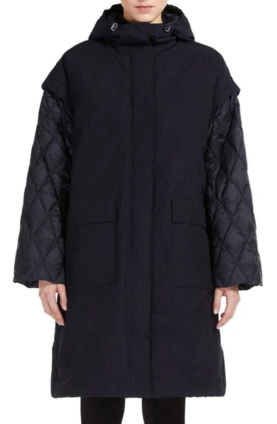 Weekend Max Mara Hooded Snap-front Quilted Parka In Navy