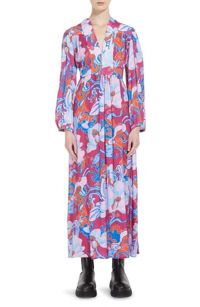 Weekend Max Mara Womens Cyclamen Oblio Floral-print Woven Maxi Dress