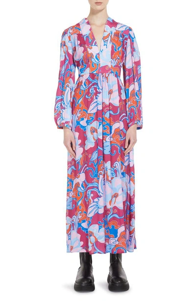 Weekend Max Mara Womens Cyclamen Oblio Floral-print Woven Maxi Dress In Cyclamen