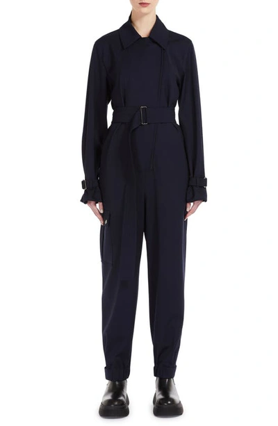 Weekend Max Mara Tapered Wool Gabardine Jumpsuit In Ultramarine