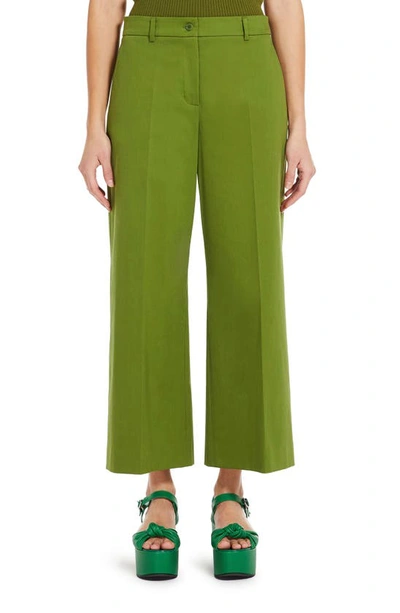 Weekend Max Mara Urial Cropped Wide Leg Trousers In Green