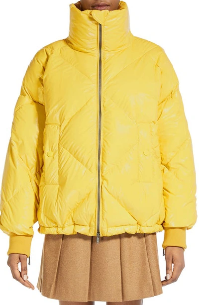 Weekend Max Mara Quilted Zip-front Taffeta Puffer Jacket In Yellow