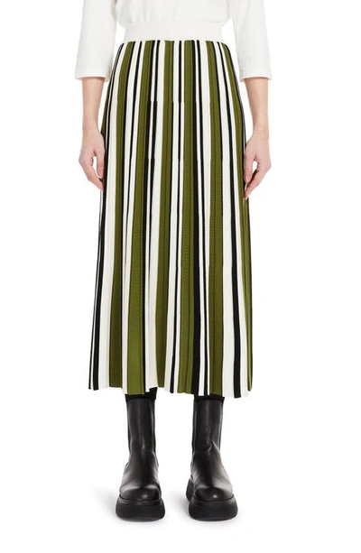 Weekend Max Mara Editta - Pleated Skirt In Stretch Yarn In Green