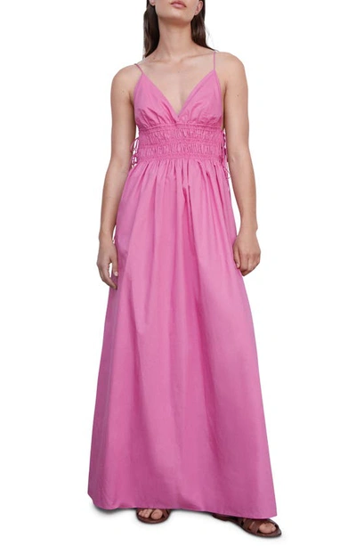 Mango Cotton Dress With Side Ties Pink In Pink