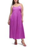 Mango Scoop Neck Satin Dress In Fuchsia