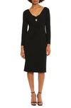 Donna Morgan Keyhole Long Sleeve Sheath Dress In Black