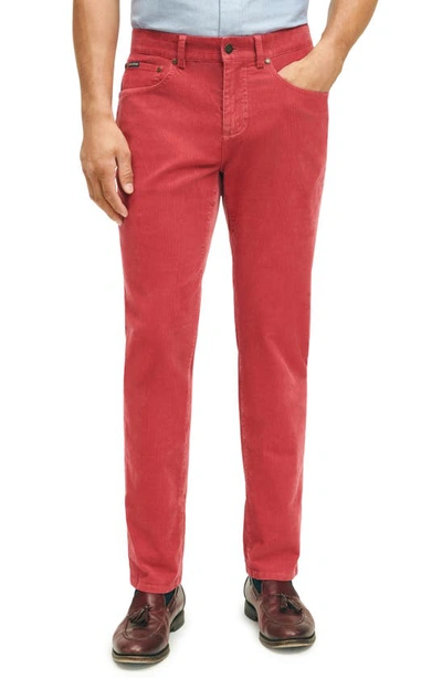 Brooks Brothers Slim Fit Five-pocket Stretch Corduroy Pants | Bright Red | Size 38 30 In Earth Red