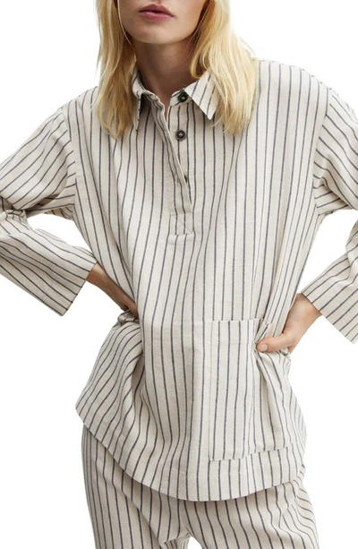 Mango Women's Striped Cotton Pajama Shirt In Beige